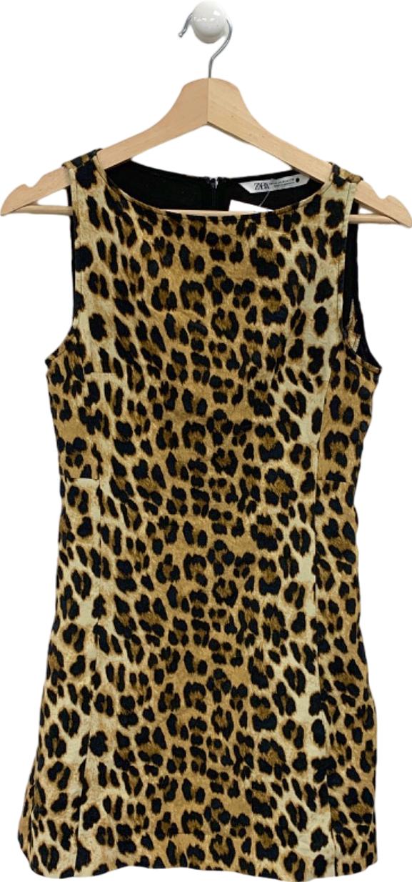 Zara Multi Leopard Print Sleeveless Top UK XS