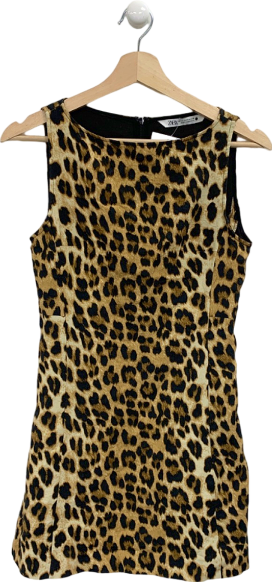 Zara Multi Leopard Print Sleeveless Top UK XS