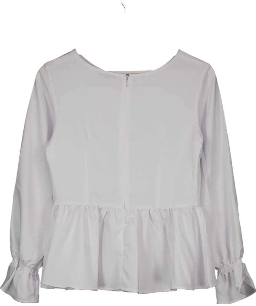 Cloth Inc White Long Sleeve Ruched Zip-back Blouse UK M