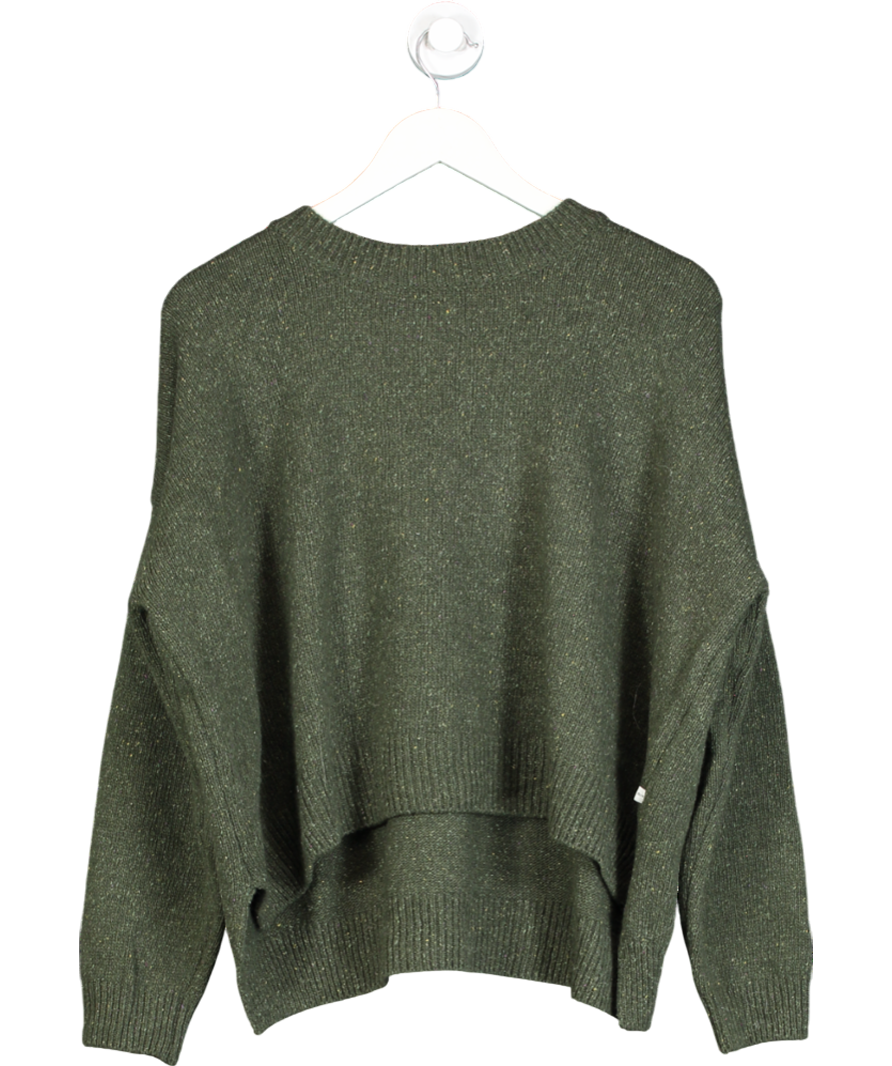 OLIVE CLOTHING Green Unbalanced Crew Neck Knit UK S/M