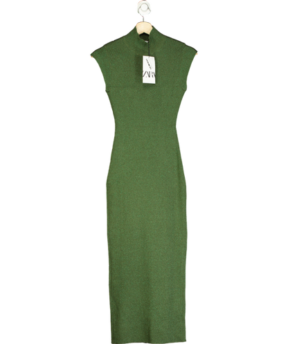 ZARA Green High-neck Knit Dress UK S