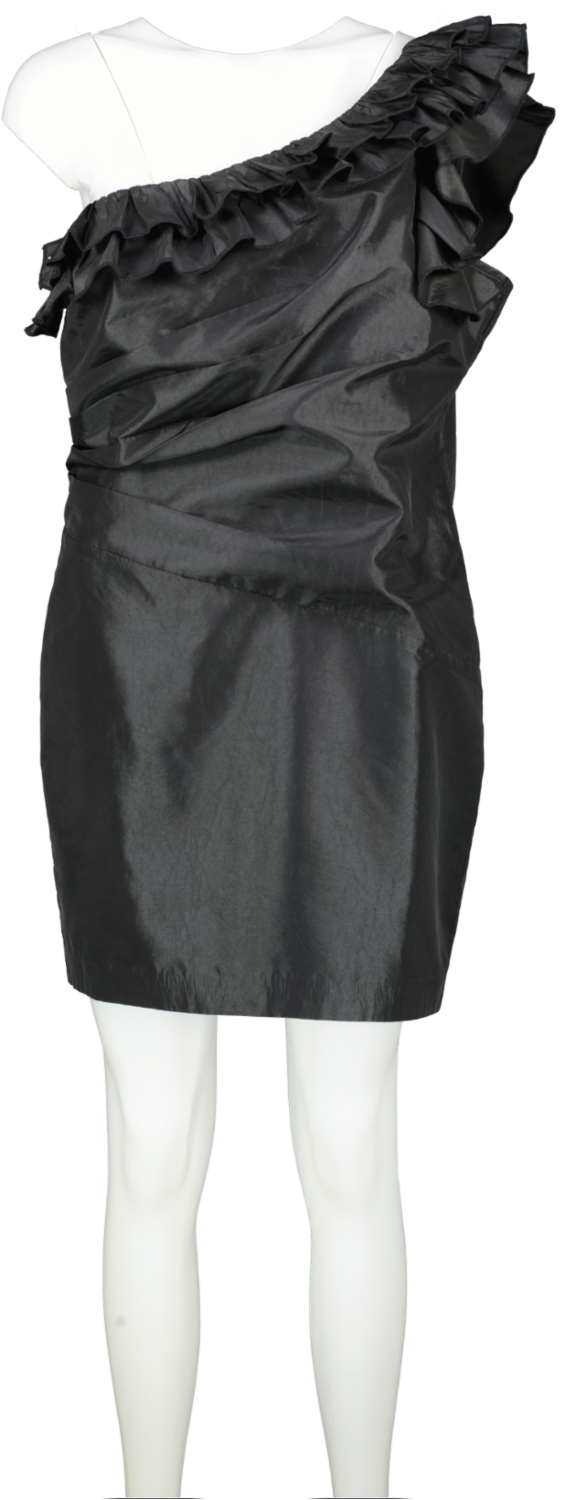 De La Vali Black Fiama Asymmetric Mini Dress UK 14