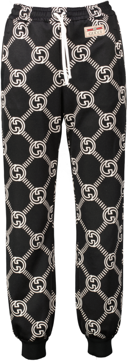 Gucci Black / White Interlocking G Track Trousers UK XXS