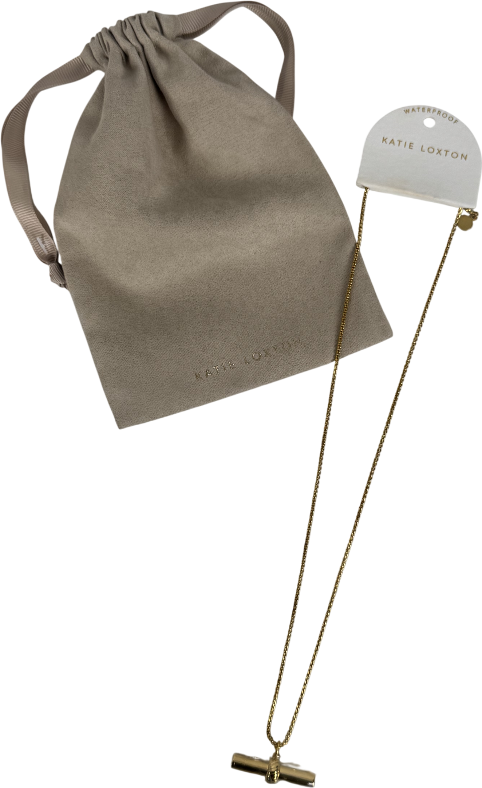 Katie Loxton Metallic Themis Waterproof Gold T-bar Necklace