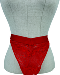 Lemonade Red Signature Lace V Brazilian Briefs UK 20