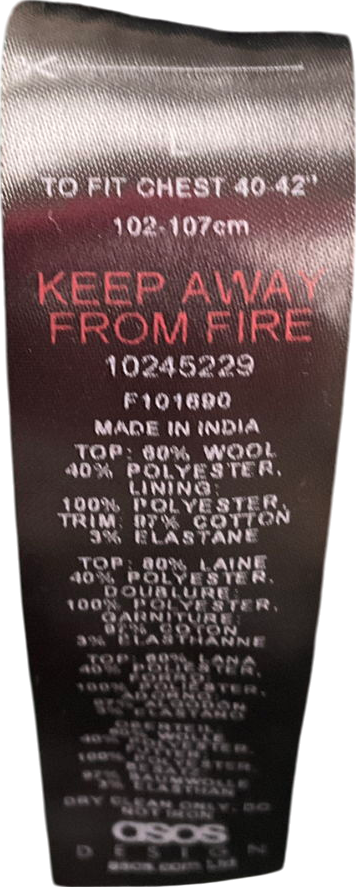 ASOS Green Wool Look Bomber Jacket UK L