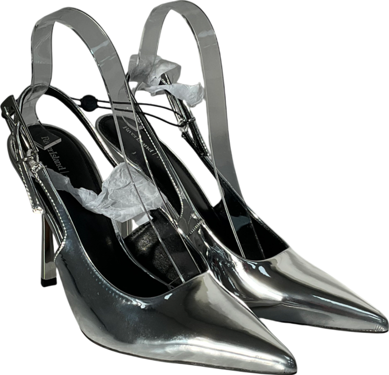 River Island Metallic Silver Pointed Heels UK 5 EU 38 👠