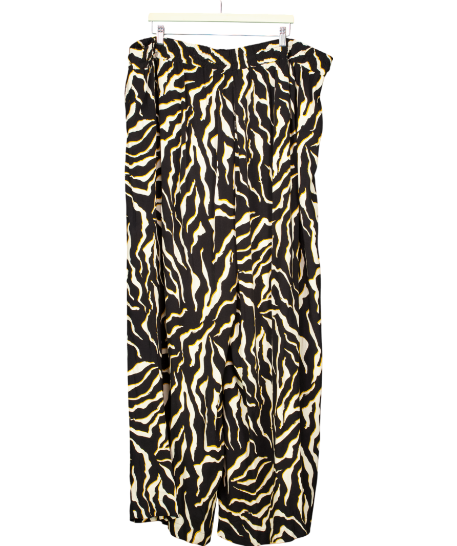 Nobody's Child Black Melody Animal Print Wide Leg Draw String Trousers UK 24
