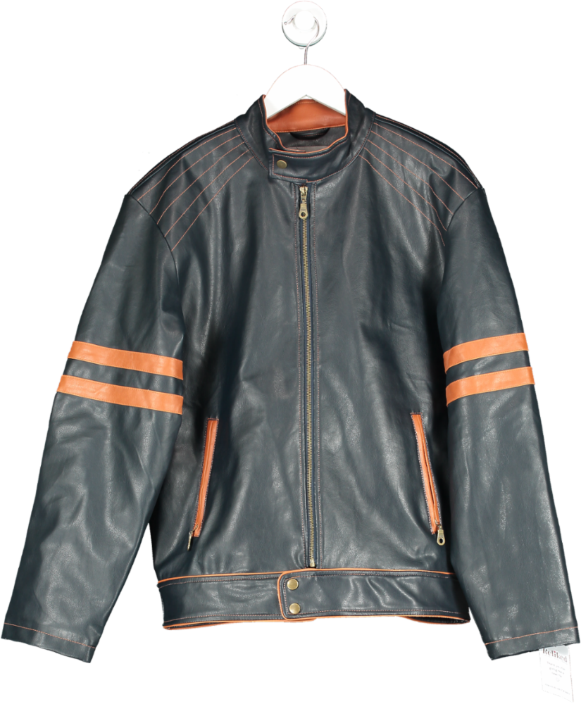 I.B Exchange Black Leather Look Motorcycle Jacket UK M