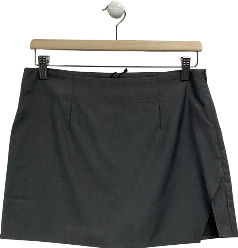 PrettyLittleThing Grey Woven High Waist A Line Mini Skirt UK 12