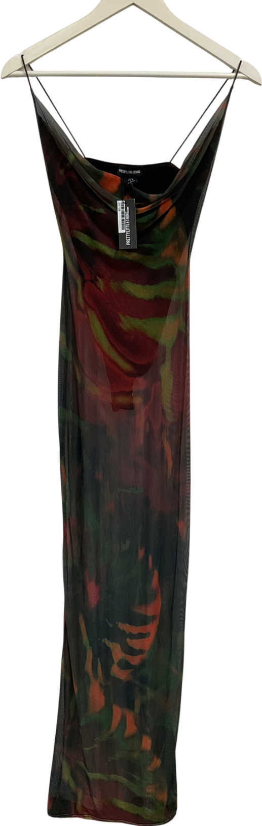 PrettyLittleThing Multicoloured Built In Body Suit Strappy Mesh Dress UK 8