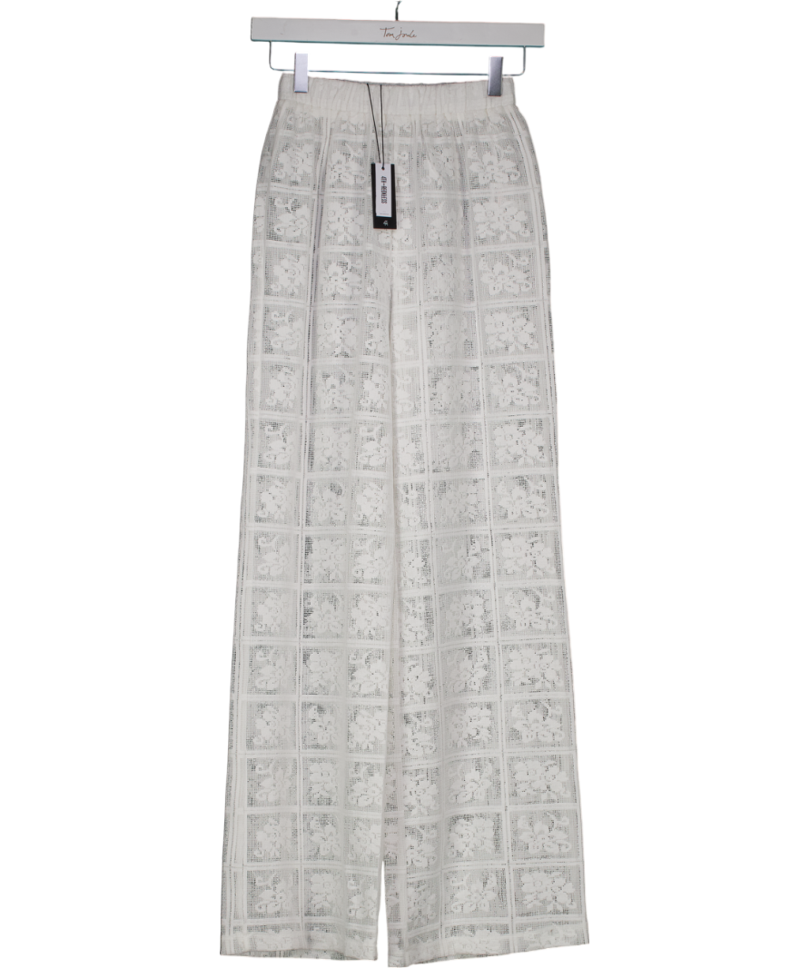 4th & Reckless White Loli Straight Leg Woven Trousers UK 6