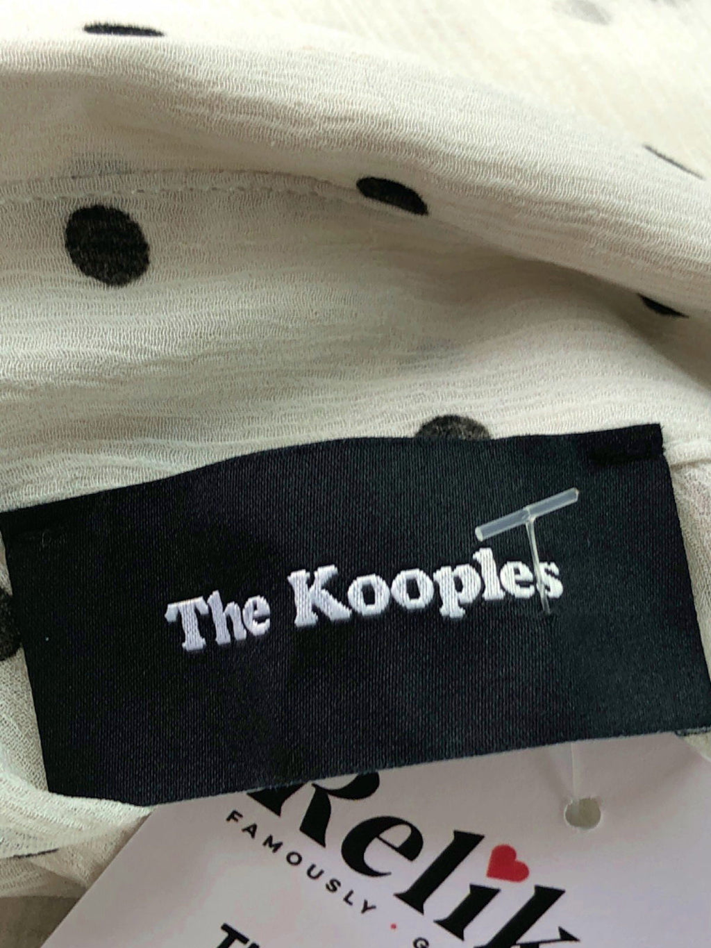 The Kooples Cream Polka Dot Sheer Blouse UK 6