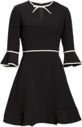 Ted Baker Black / Ivory  Dindy Woven Skater Dress With Bow Binding Sz2 UK 10