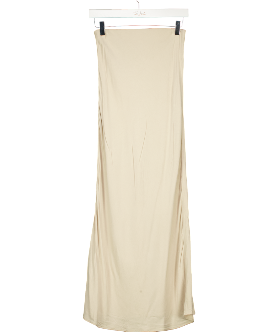 New Look Beige Bias Cut Slip Midi Skirt UK 8