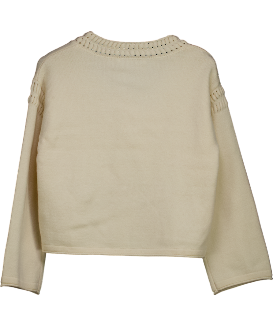 Cream Very Collection V Neck Open Stitch Knitted Jumper UK S
