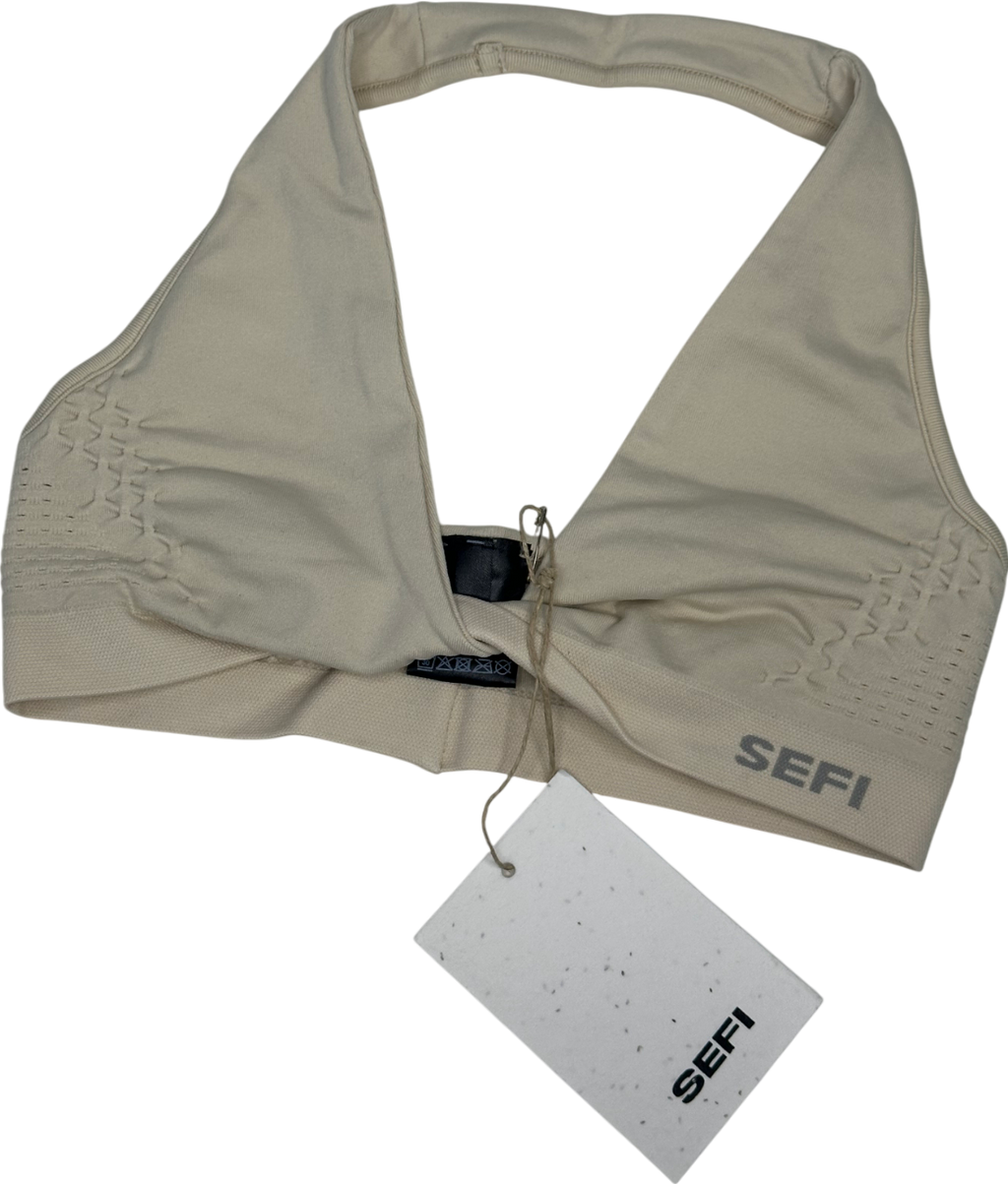 Sefi Waffle Halter Bra - Whipped Cream UK S