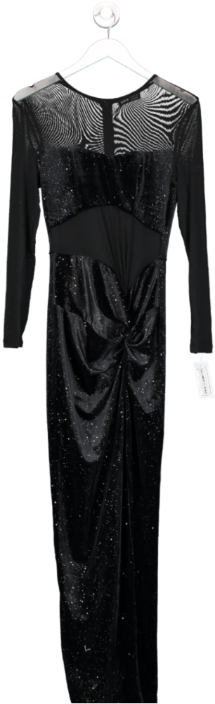 SHEIN Black Velvet And Mesh Maxi Dress UK S