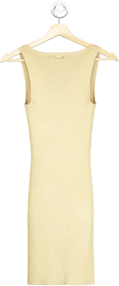 Michael Kors Gold Sleeveless Ribbed Dress UK XS