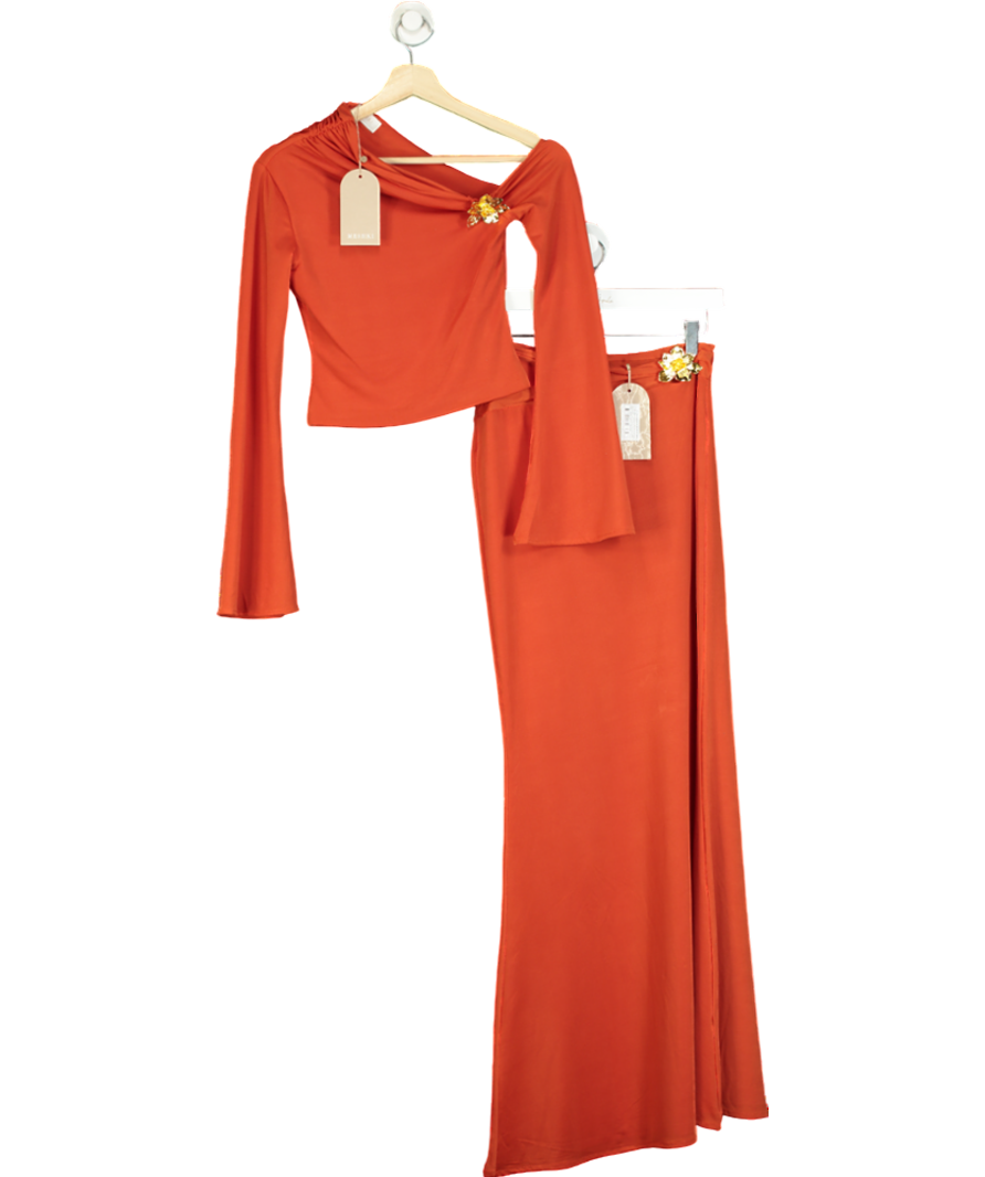 Meshki Orange Asymmetrical Set With Floral Hardware UK XS