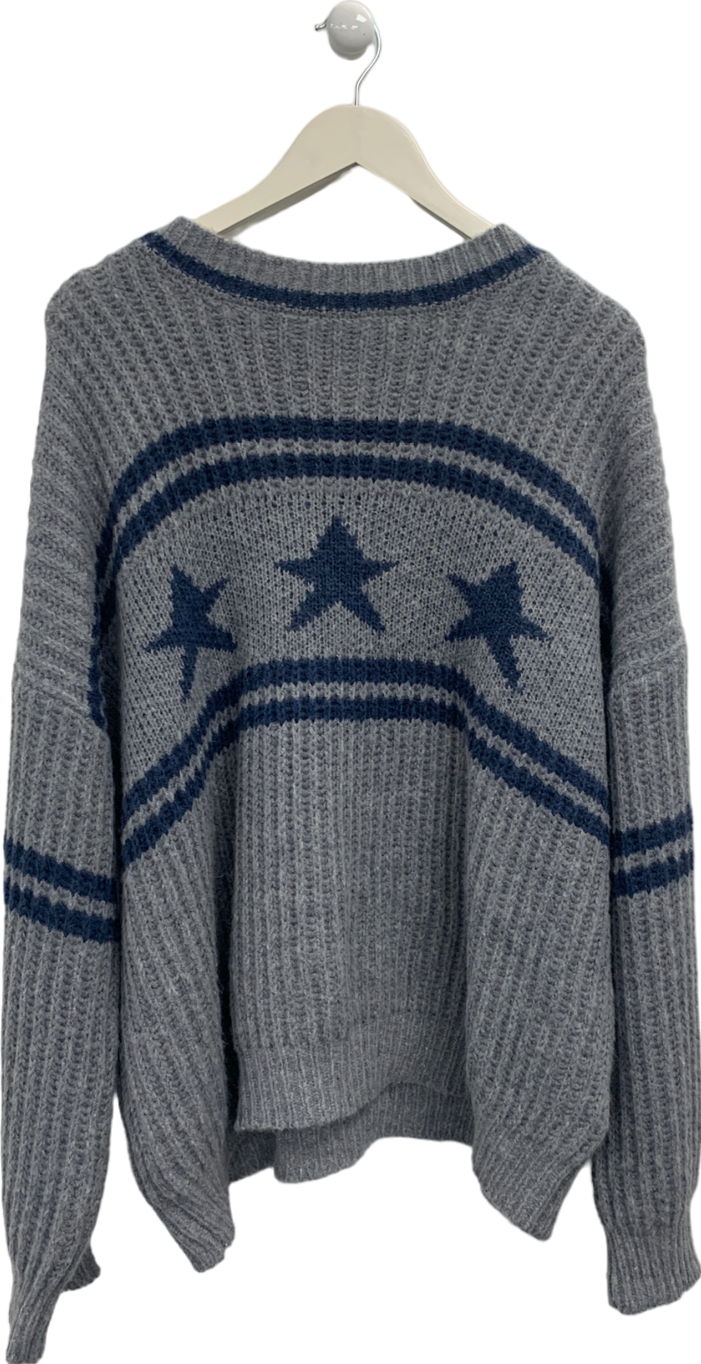 Motelrocks Grey Chunky Star Motif Jumper UK XS