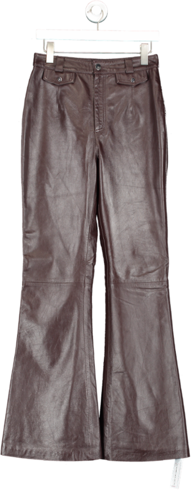 Karen Millen Red Leather Striaght Leg Trousers UK 10