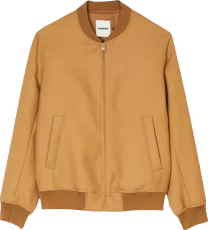 Sandro Brown Tan Teddy Elasticated-cuffs Regular-fit Wool-blend Jacket UK L