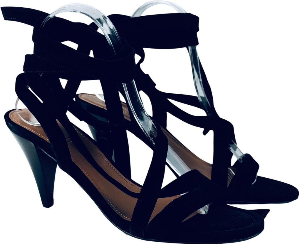 BA&SH Black Ankle Tie Suede Sandals UK 6 EU 39 👠