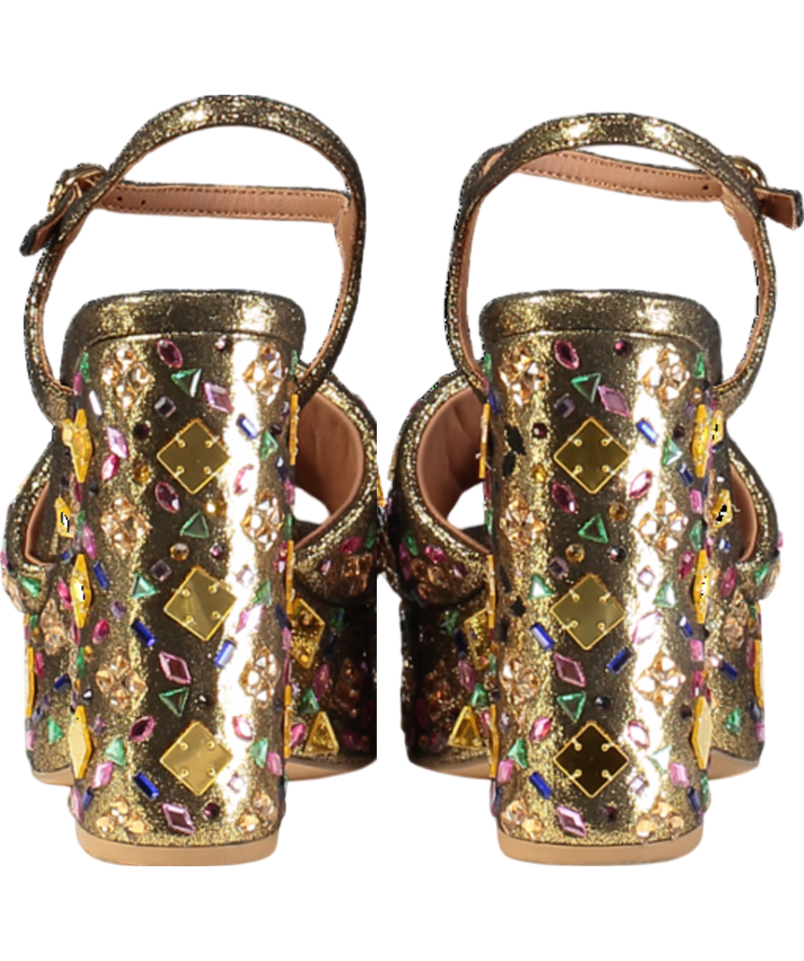 Kurt Geiger Metallic Kensington Crystal-embellished Platform-heel Faux-leather Sandals UK 4 EU 37 👠