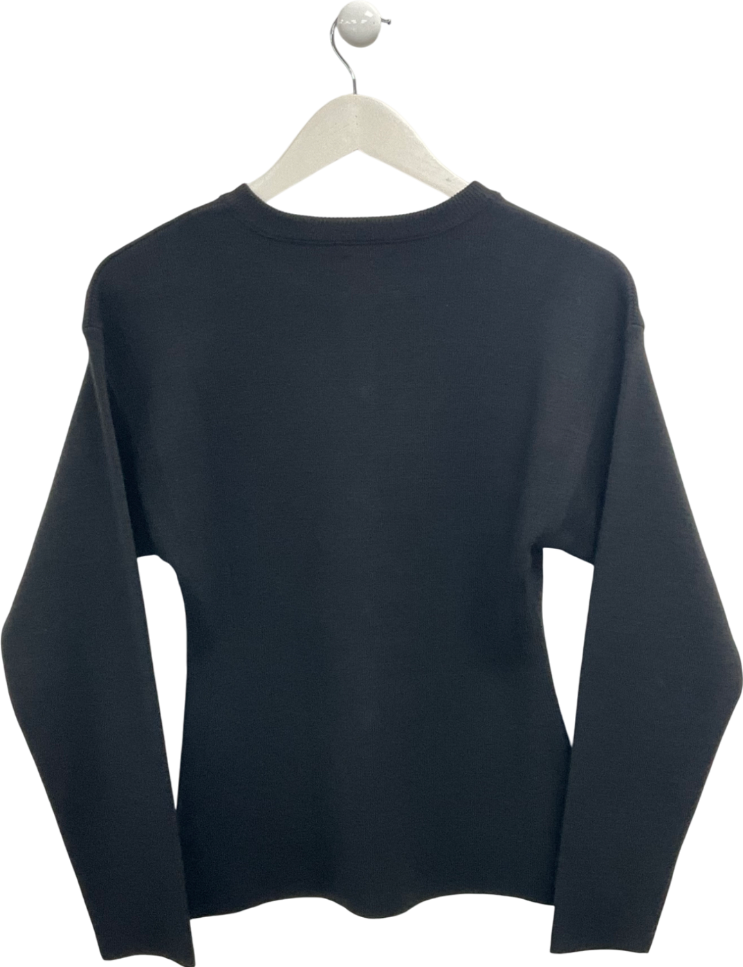 ASOS Black Knitted Structured Crew Neck Cardigan With Gold Buttons UK XS