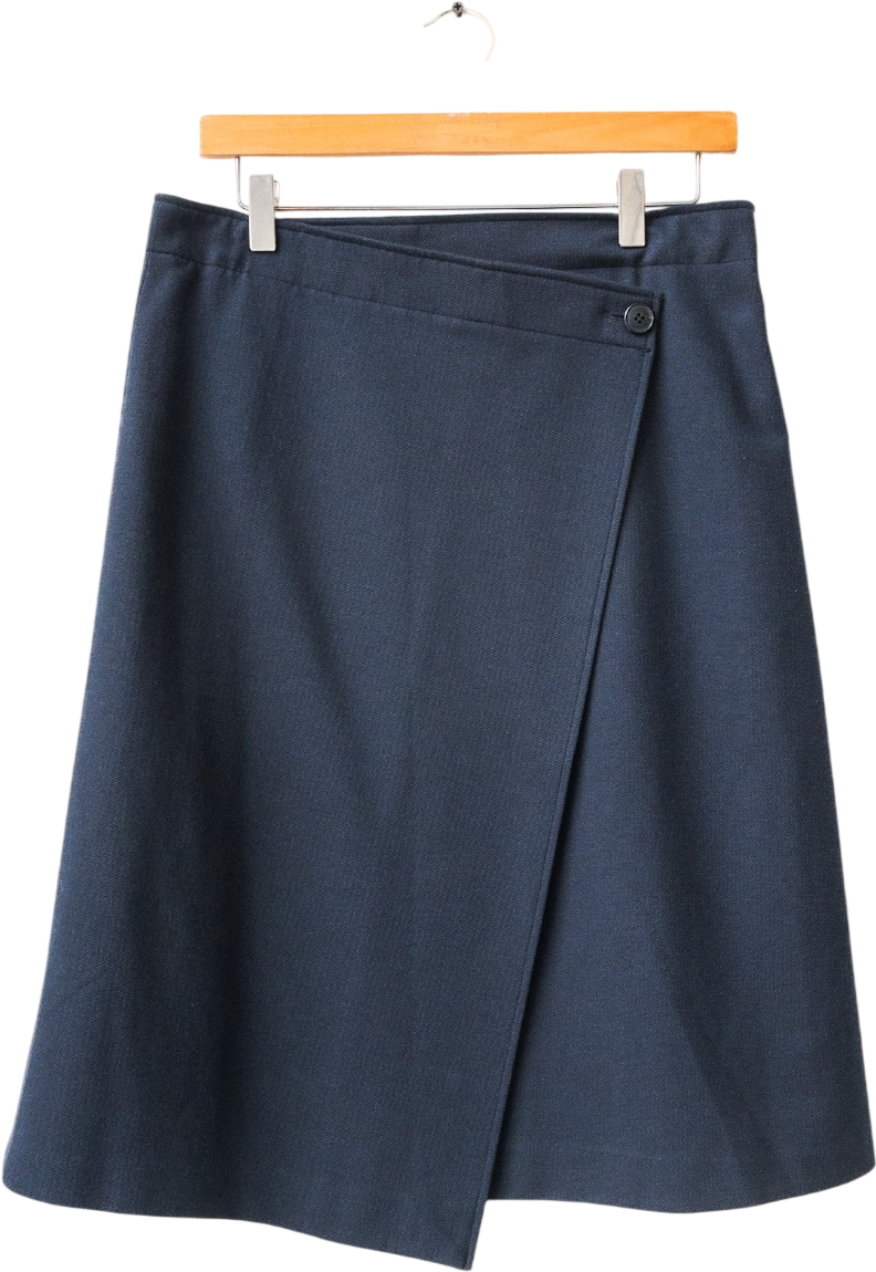 SUNSPEL Navy Blue Wrap Midi Skirt UK XS