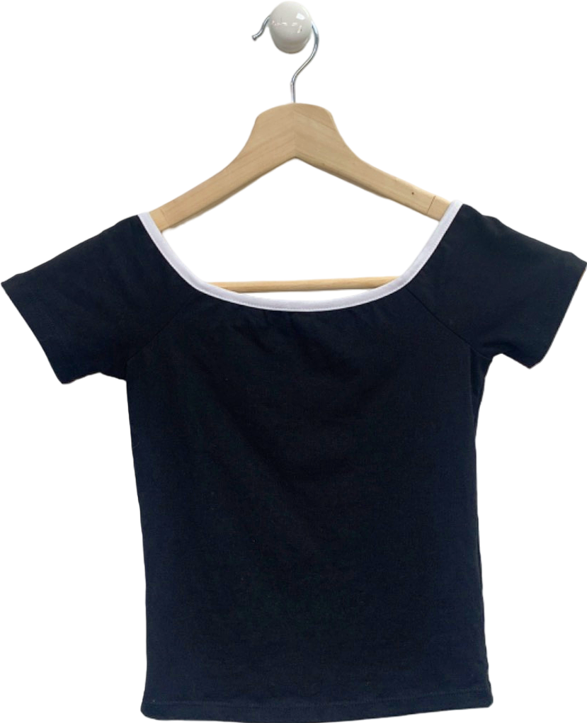 New Look Black T-Shirt with White Trim UK 6
