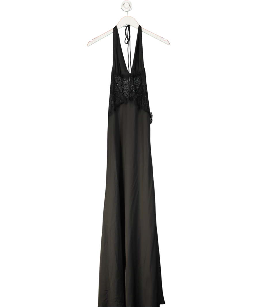 Meshki Black Dinah Lace And Satin Maxi Dress UK S