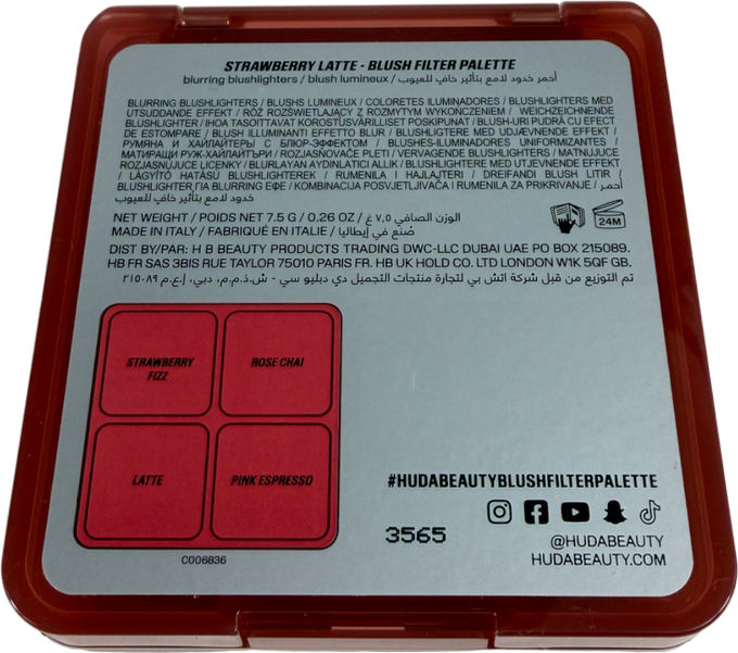 Huda Beauty Blush Filter Palette Strawberry Latte 7.5g