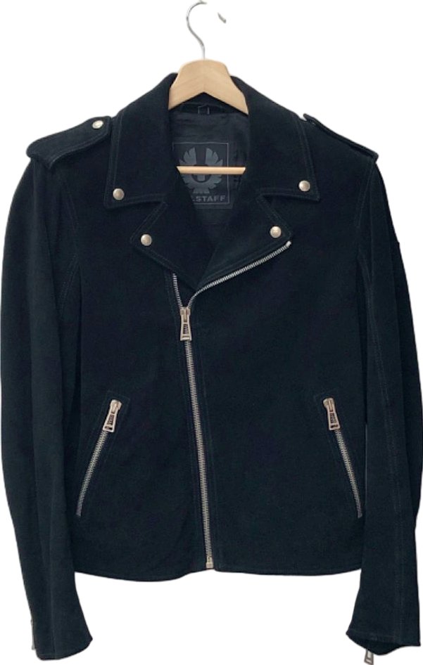 Belstaff Black Suede Leather Biker Jacket UK 40 M/L
