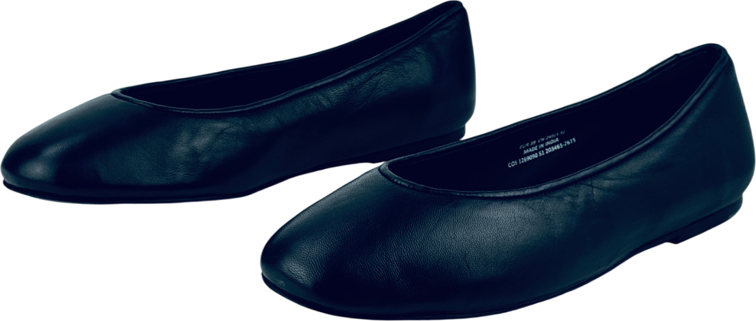 COS Black Leather Ballerina Flats UK 6 EU 39 👠