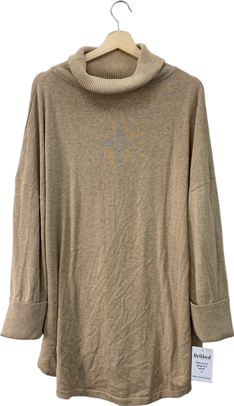Pepper Beige Oversized Cotton Jumper One Size