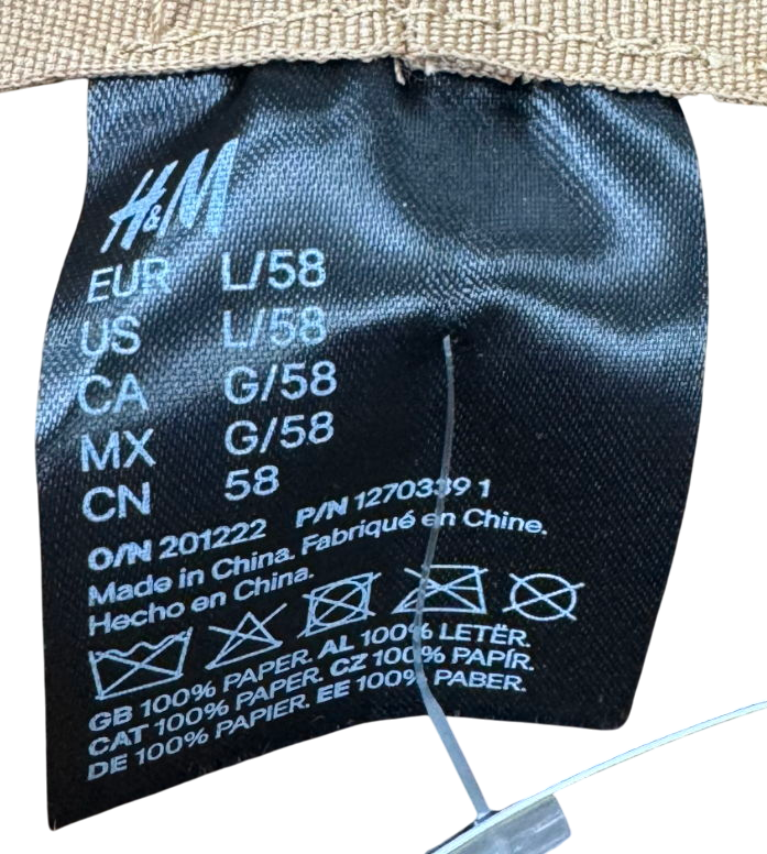 H&M Beige Crocheted Straw Bucket Hat UK L