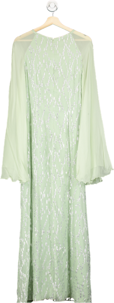 Anthropologie Payal Jain Mint Green Sequin Embellished Maxi Dress Size 14