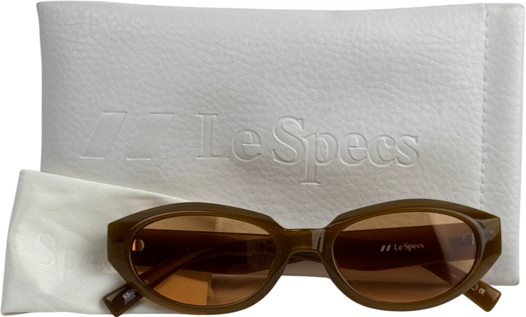 LE SPECS Le Bijou 90's Oval Toffee Brown Sunglasses In Case