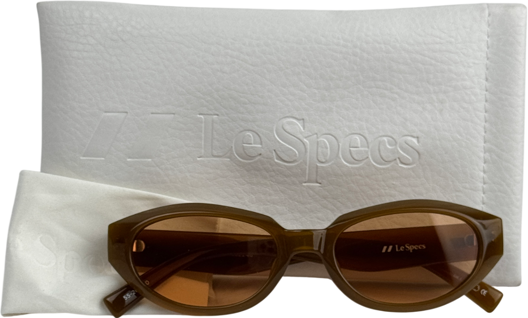 LE SPECS Le Bijou 90's Oval Toffee Brown Sunglasses In Case