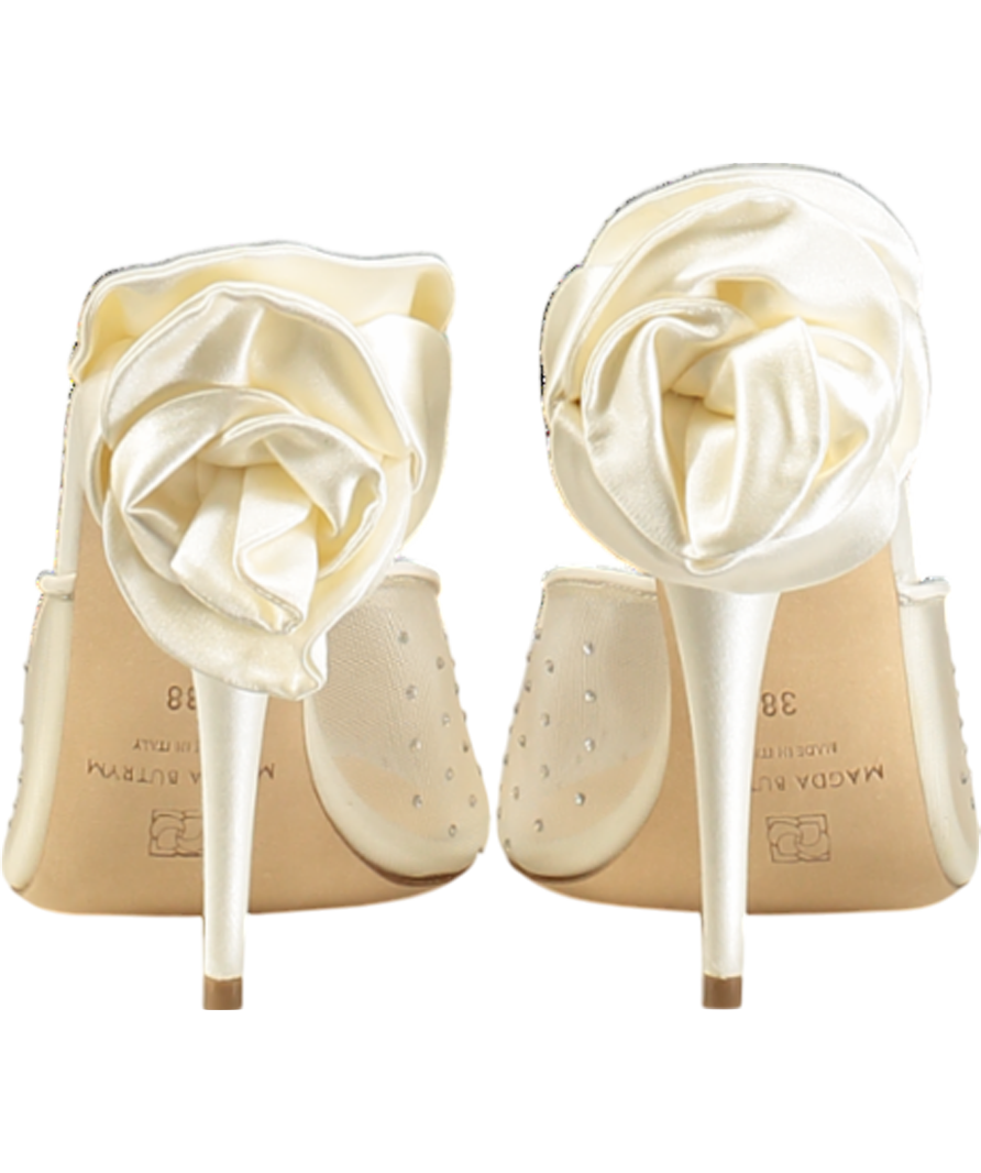 Magda Butrym  Ivory Floral-appliqué Crystal Embellished Mesh Mules UK 5 EU 38 👠