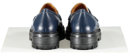 Sezane Navy Blue / White Leather Albane Loafers UK 8 EU 41 👠