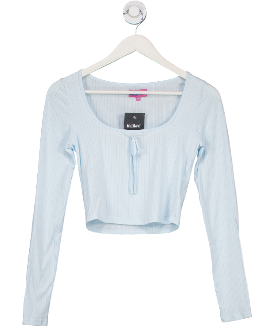 edikted Blue Lorey Lacey Knit Top UK S