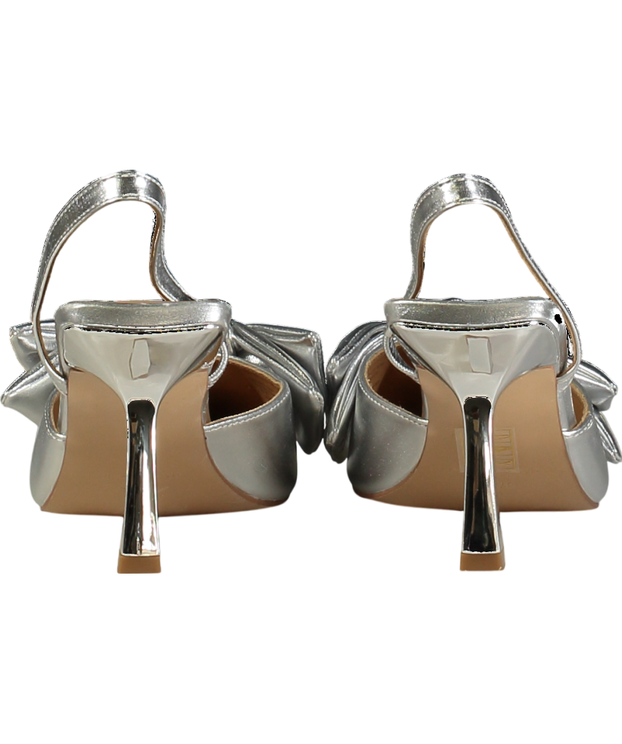 Karen Millen Metallic Silver Extreme Bow Slingback Court Heel UK 6 EU 39 👠