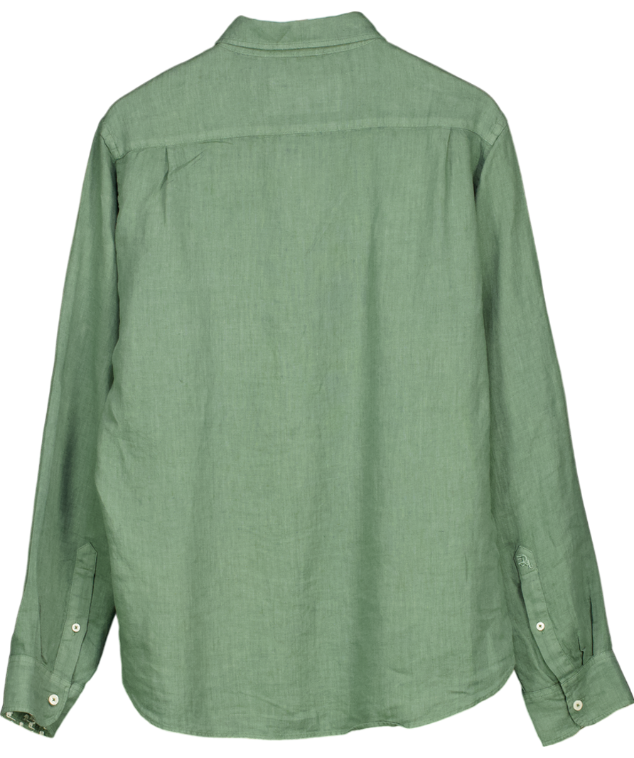 Beaufort & Blake Green Upton Garment Dye 100% Linen Shirt UK M