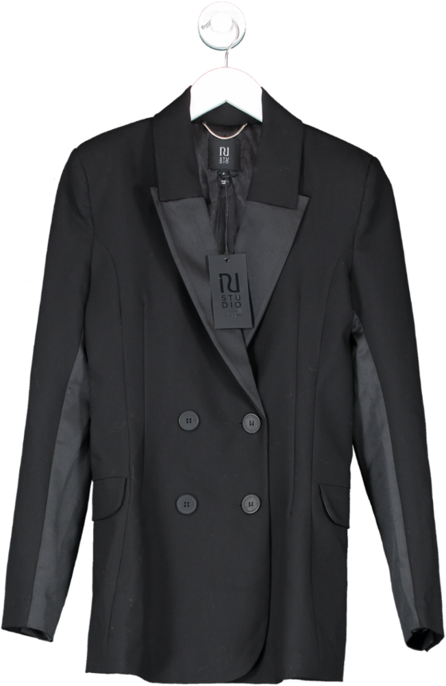 River Island Black Tailored Double Breasted Blazer UK 8