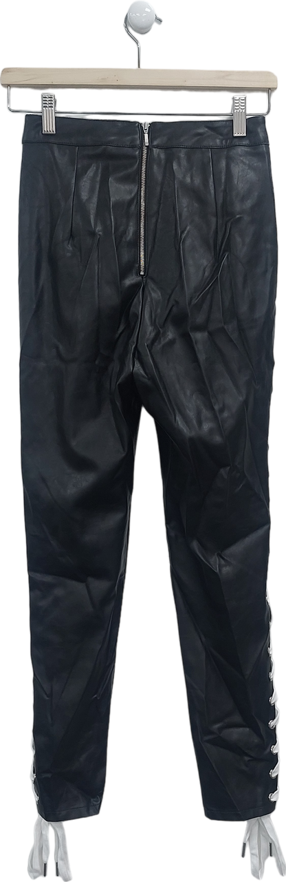 Prem by Premonition Black Laced Side Faux Leather Trousers UK 6