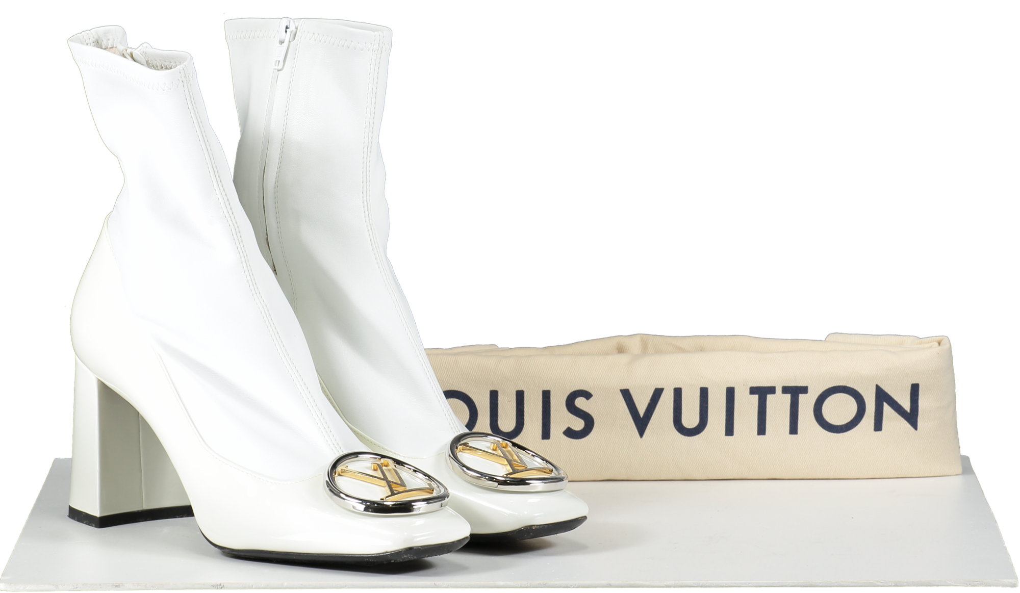 Louis Vuitton White Patent Madeleine Ankle Boots UK 6 EU 39 👠