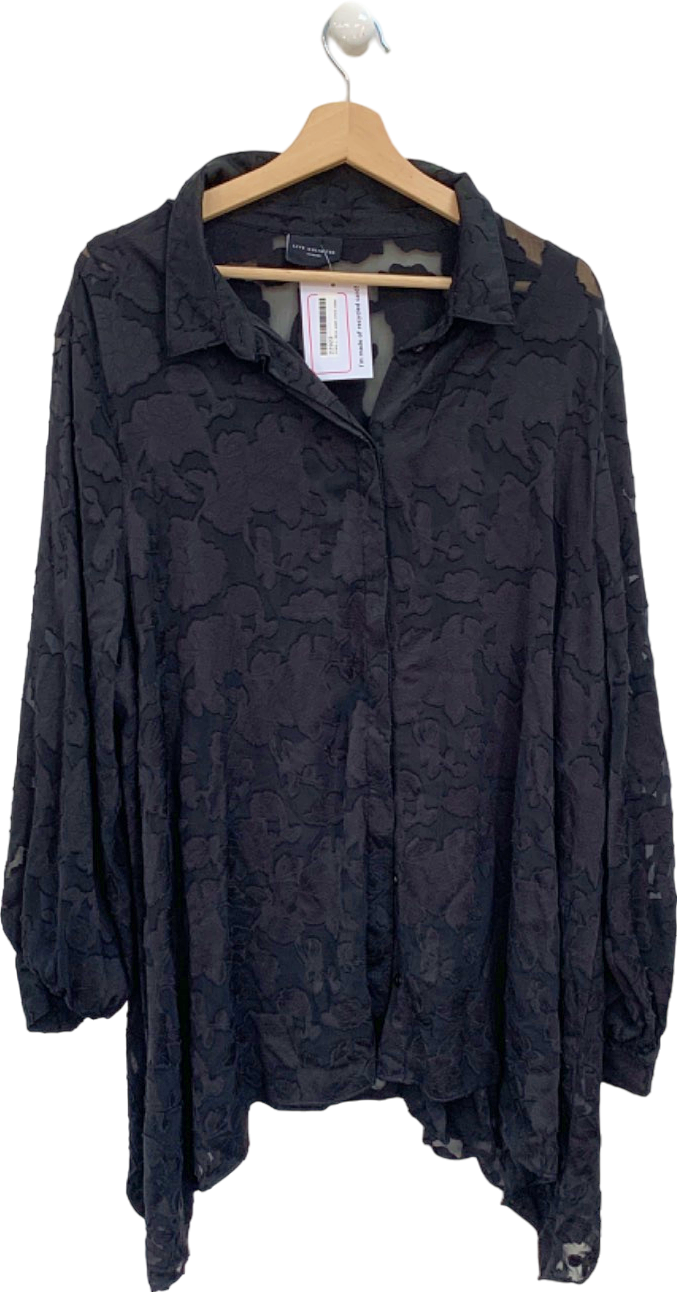 Live Unlimited Black Long Sleeve Floral Sheer Blouse UK 26